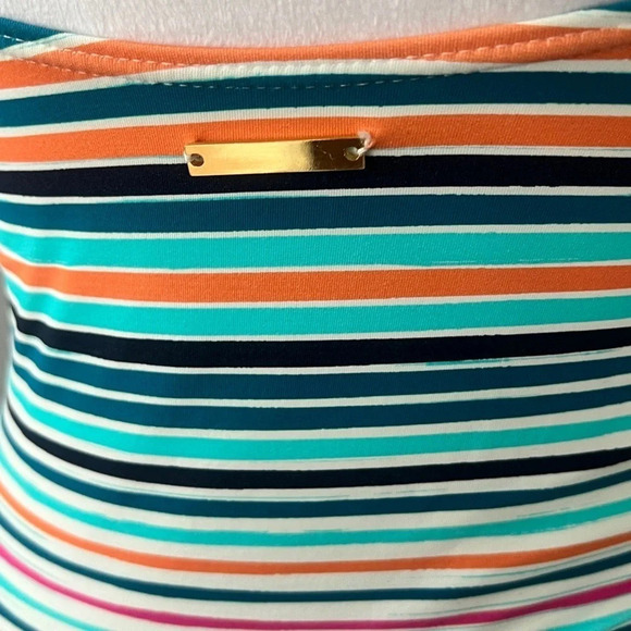 Vince Camuto Retro Striped Halter One-Piece Swimsuit Tie Front MultiColor 10 NWT - Picture 7 of 16